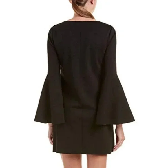 CeCe Lizzie Bell Sleeve Sheath Dress Rich Black Size 8 NWT - Picture 2 of 9